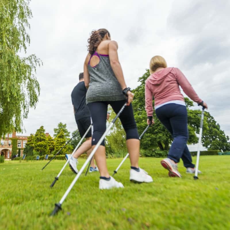 Guests enjoying a nordic walk fitness class