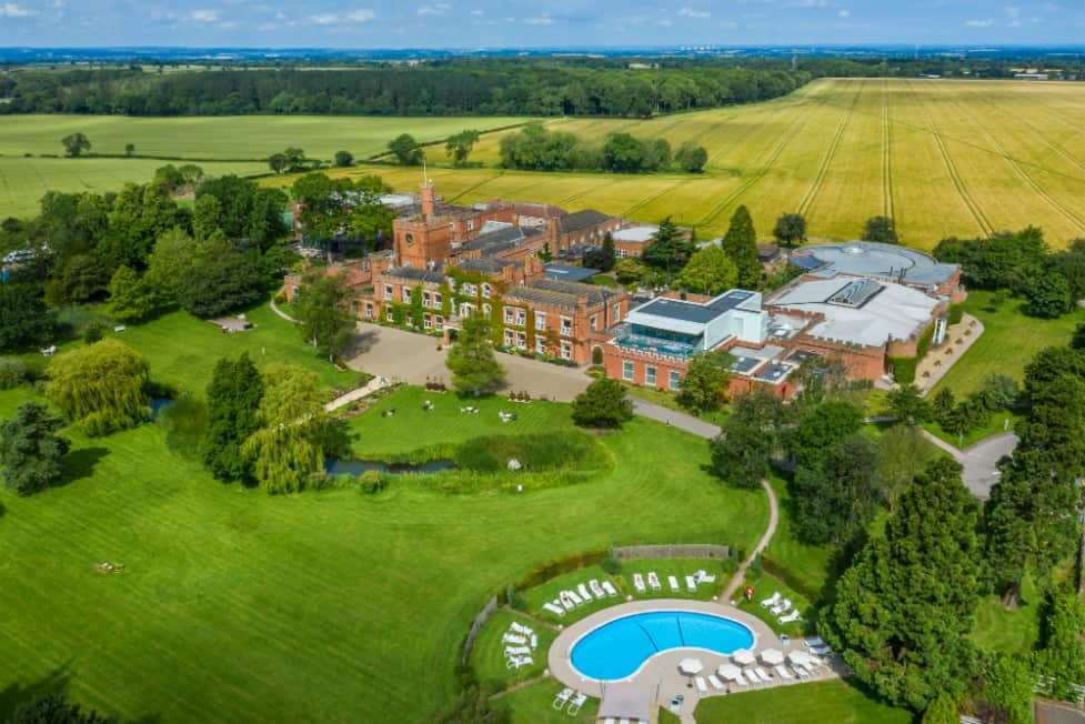 Ragdale Hall aerial view with outdoor pool