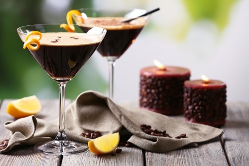 Espresso cocktail served on table