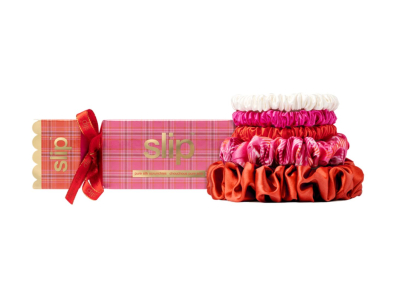 Slip pure silk assorted scrunchie cracker in Scarlet