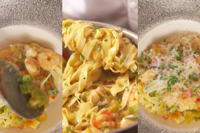 Seasonal King Prawn & Tomato Tagliatelle with Tarragon